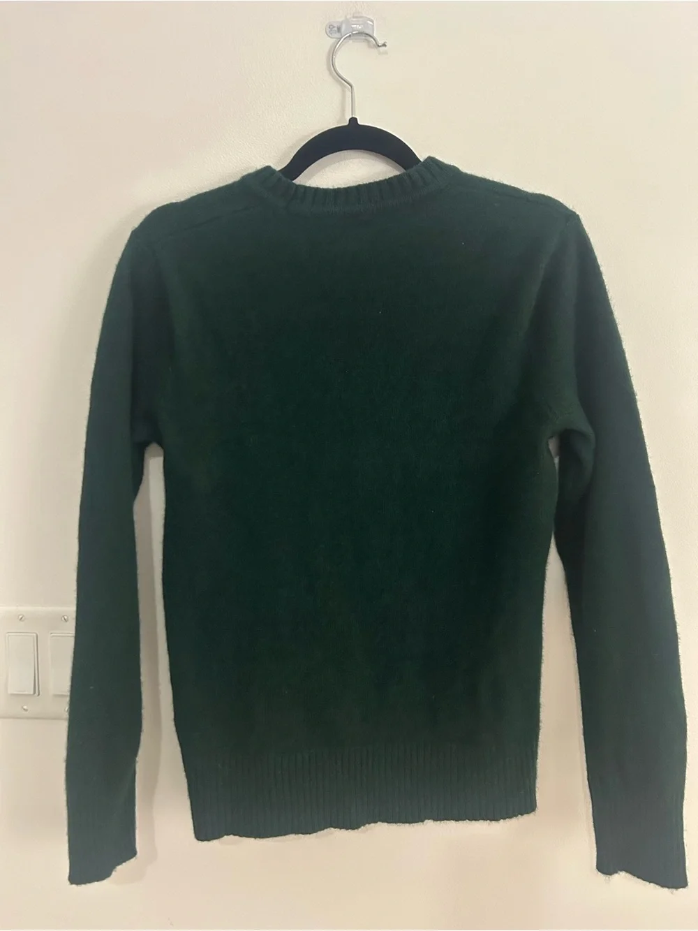 J Crew Rugged Merino Wool Sweater Mens M Dark Green Crewneck Wool Blend